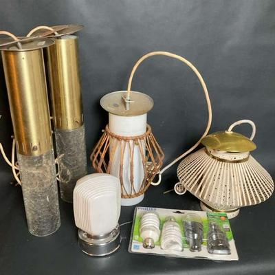 Mixed Lighting & Décor Lot – Assorted Glass and Rattan Fixtures