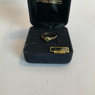 14KT Gold Ring with Green Square Stone