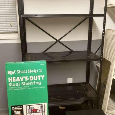 Heavy-Duty Steel Shelving Lot – One New, One Assembled