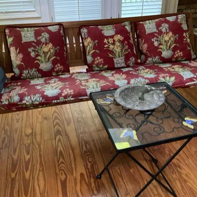 Porch Swing and Iron Accent Table Set
