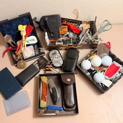 Men’s Catch-All Lot – Knives, Tools, Golf, Trinkets & More
