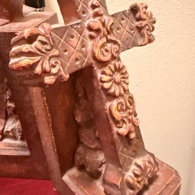 Pair of Ornate Cross Bookends – Bronze Finish