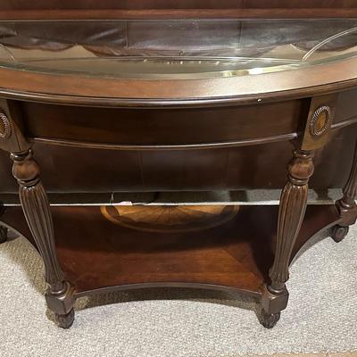 Wood & Glass Demilune Console Table