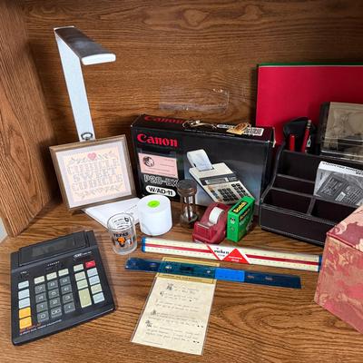 Title: Complete Vintage + Modern Office Supply Lot – Canon Calculator, Desk Set, Decor & More