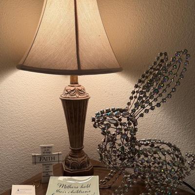 	Decorative Rhinestone Bunny with Table Lamp & Inspirational Decor