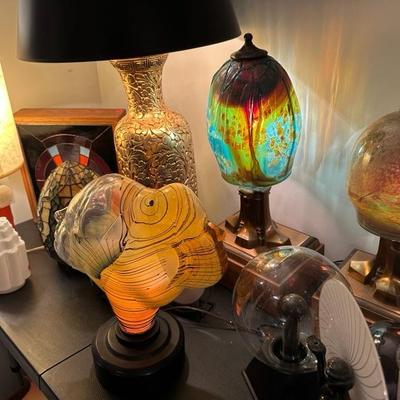 Art Deco hand blown glass lamps