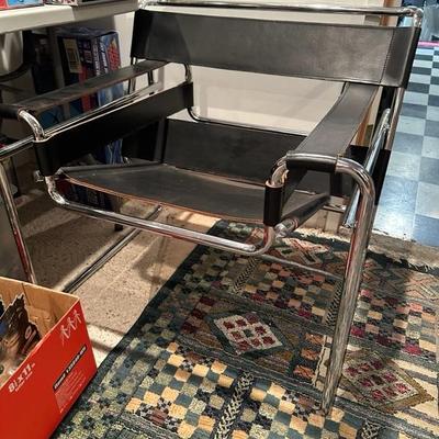 Sale Photo Thumbnail #182: One vintage Wassily leather & chrome chair - Mid-Century