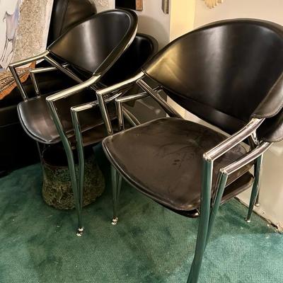 Italian Calligaris Black Leather chairs - set of 4 in excellent condition