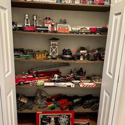 Vintage train sets and cars