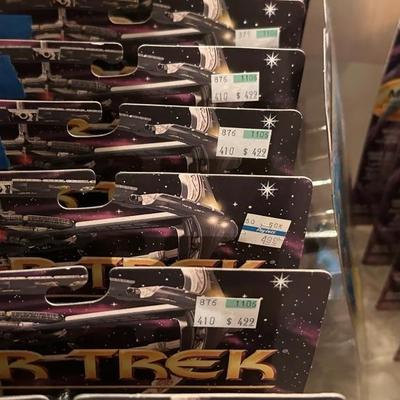 Boxes of original Star Trek merchandise in original packaging
