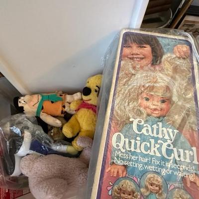 Bins of vintage toys