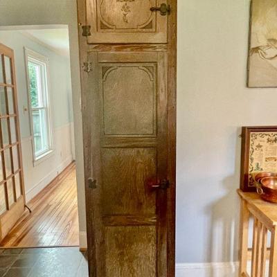 Scarce original Hoosier "chimney" cabinet with original decorations and hardware