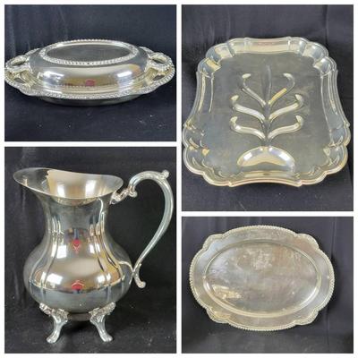 (4) Silverplate Items: Sheridan Taunton Water Pitcher, Etc