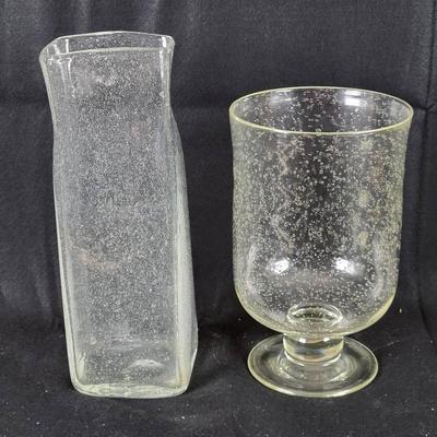 Seaded Glass Tall Deco Vase & Footed Vase 