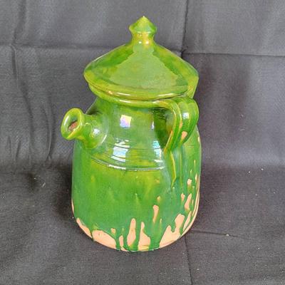 Terracota Water Pitcher W/Green Glaze