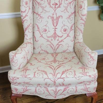Vintage Ethan Allen Queen Anne Wingback Chair