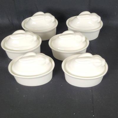 (6) La Porcellana Bianca Covered Bunny Casseroles