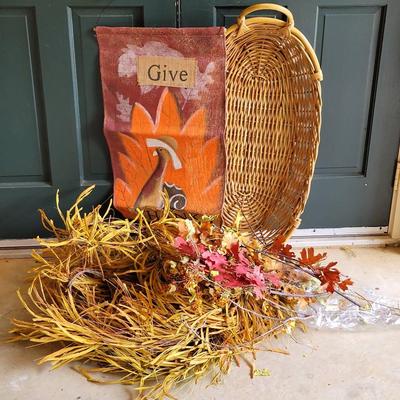 Fall Decorations w/Basket & Florals