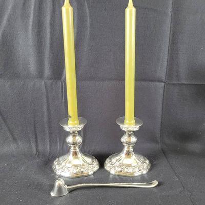 Pair Of Silverplate Console Candleholders "Lancaster Rose" By Poole Silver