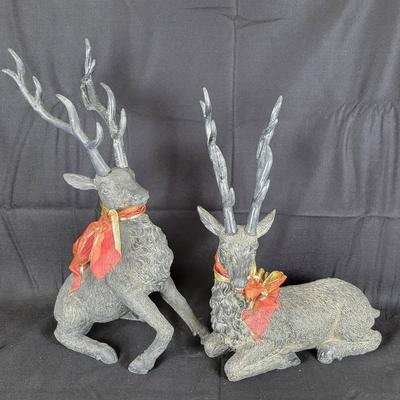 Pair Of Large Resin Deer