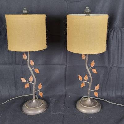 Pair Of 21" Metal Leaf Lamps