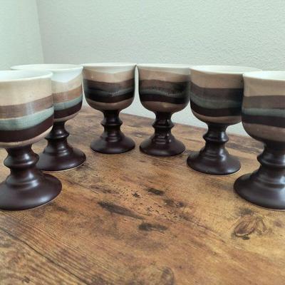 Sale Photo Thumbnail #69: Otagiri Original Japan Blue Brown Goblets set of 6