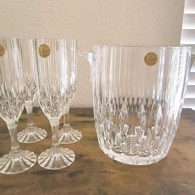 Cristal D'Arques France Champagne Set 5p Genuine Lead Crystal Bretagne