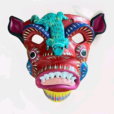 Sale Photo Thumbnail #57: VTG Mexican Folk Art Pottery Mask Diablo Devil Figure Ocumicho Signed Ortega