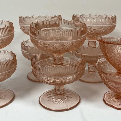 Pink Depression Sherbet Dishes - Tiara Sandwich Peach & Jeannette Cherry Blossom