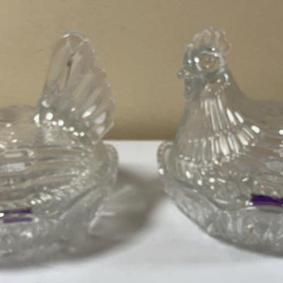 2 Marquis-Waterford Crystal Hens Deviled Egg Dishes