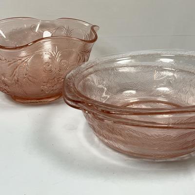 Pink Depression Glass Serving Bowls