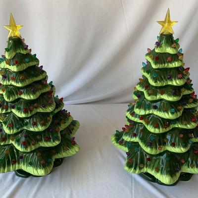 Ceramic Christmas Tree Pair - just over 1 ft tall!