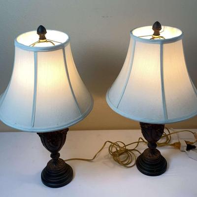 Brown Ornate Side Table Lamps - Set of 2