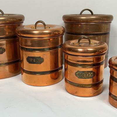Copper Canister Sets - Sugar, Coffee, Tea, Flour (2 Sets) 