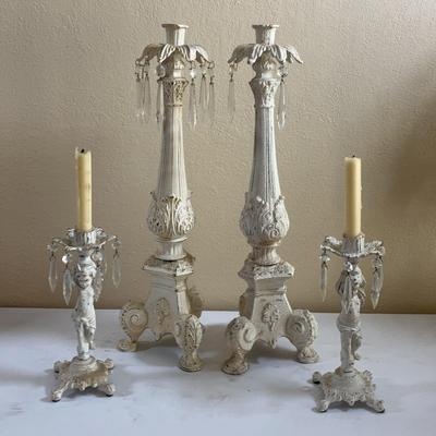 Set of Four Shabby Chic Candleholders