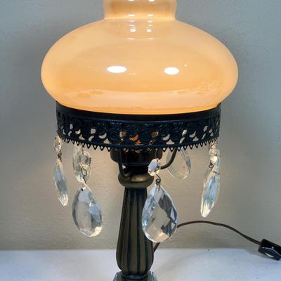 Vintage Hurricane Style Table Lamp with Trim