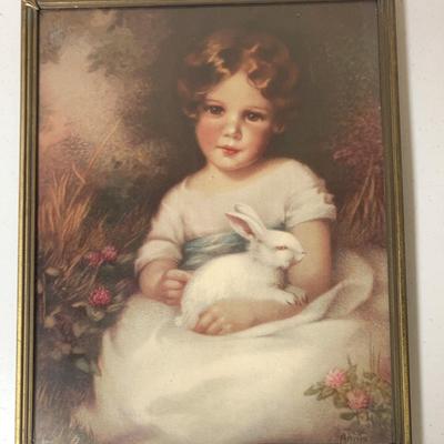 Girl and Rabbit by Annie Benson Müller - Framed Print
