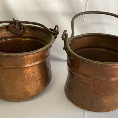 Two Copper Pails With Handles 