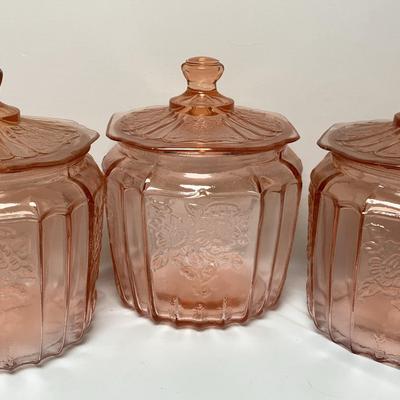 Pink Depression Glass Cookie Jars
