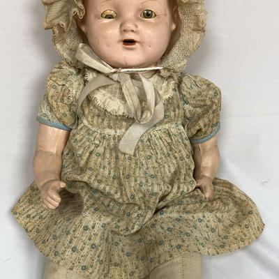 Antique Composition & Cloth Baby Doll - 14"