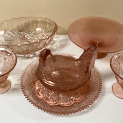 Pink Drepression Glass Items 