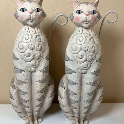 Jim Shore Heartwood Creek - Cat Garden Statues - Set of 2