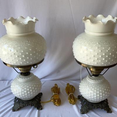 Hobnail Glass Lamps - Set of 2 