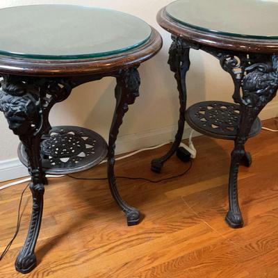 Possible Cast Iron Round Wooden Pub Table - Set of 2 