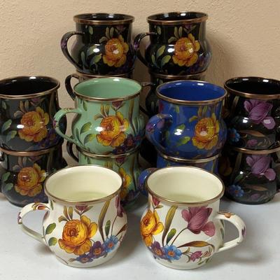 Mackenzie-Childs Enamel "Flower Market" Mugs