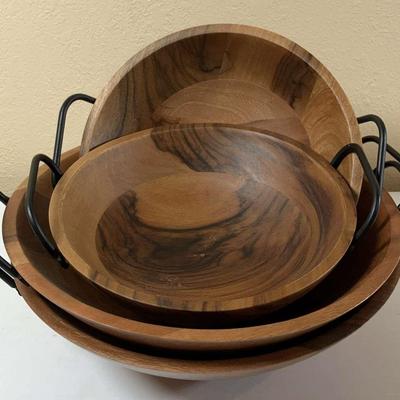 Threshold Arjun Wooden Stackable Bowls With Black Handles 