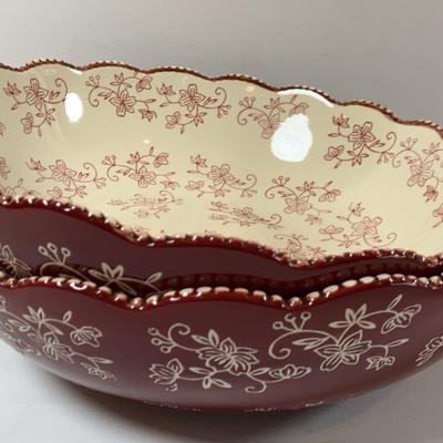 Temptations by Tara" Floral Lace" Large Salad Bowls (set of 2)