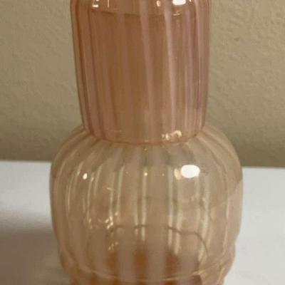 Tumble-Up Fenton Glass Pink Opalescent Optic Rib Bedside Carafe