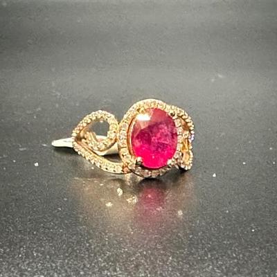 Rubies and diamonds on 14k gold setting
