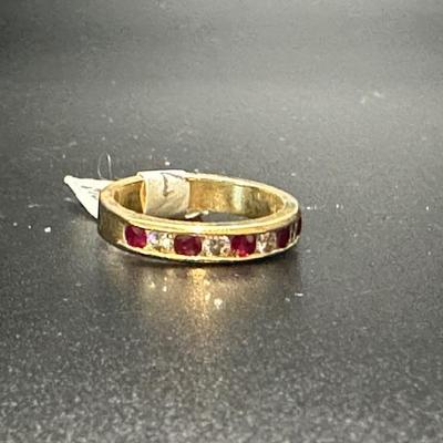 Rubies and diamonds on 14k gold setting